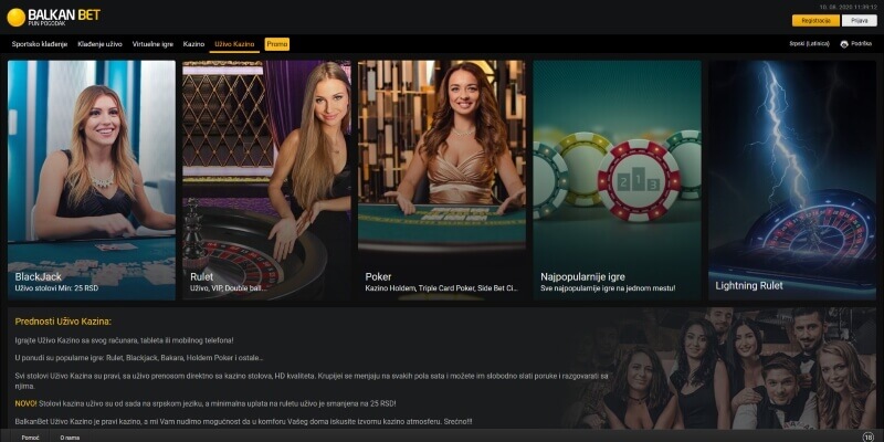 BalkanBet kazino igre uživo