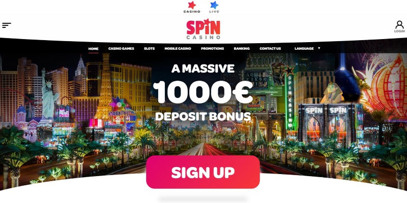 Spin Casino početna stranica